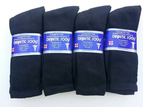 Black crew diabetic socks - crew,